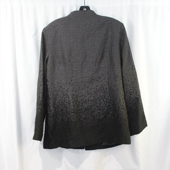 Kelly by Clinton Kelly Grey Black Button Front Textured Jacket - Picture 5 of 6